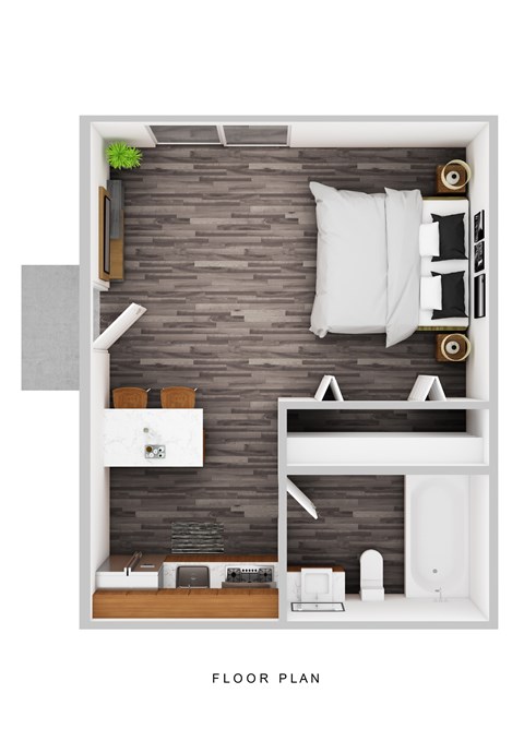 Floor plan for studio, 300 sqft